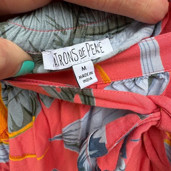 Patrons of Peace size M Tropical Floral Hawaiian Maxi Skirt w/Slits - Coral - Picture 3 of 9